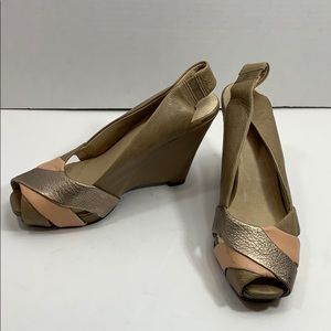 Farylrobin leather peep toe wedges size 11